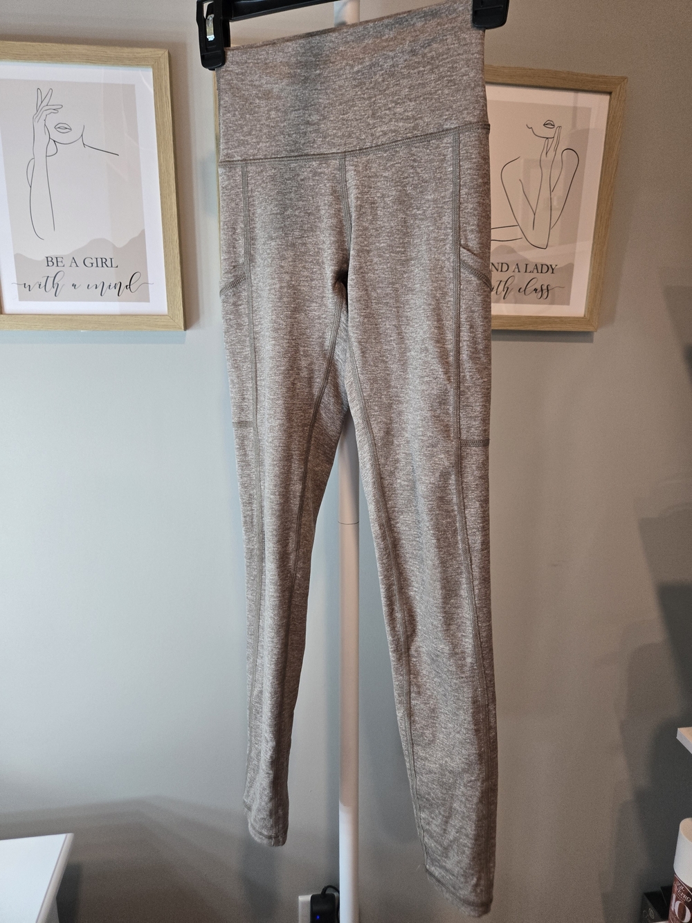 aerie Heather Beige High-Waist Leggings with Side Pockets